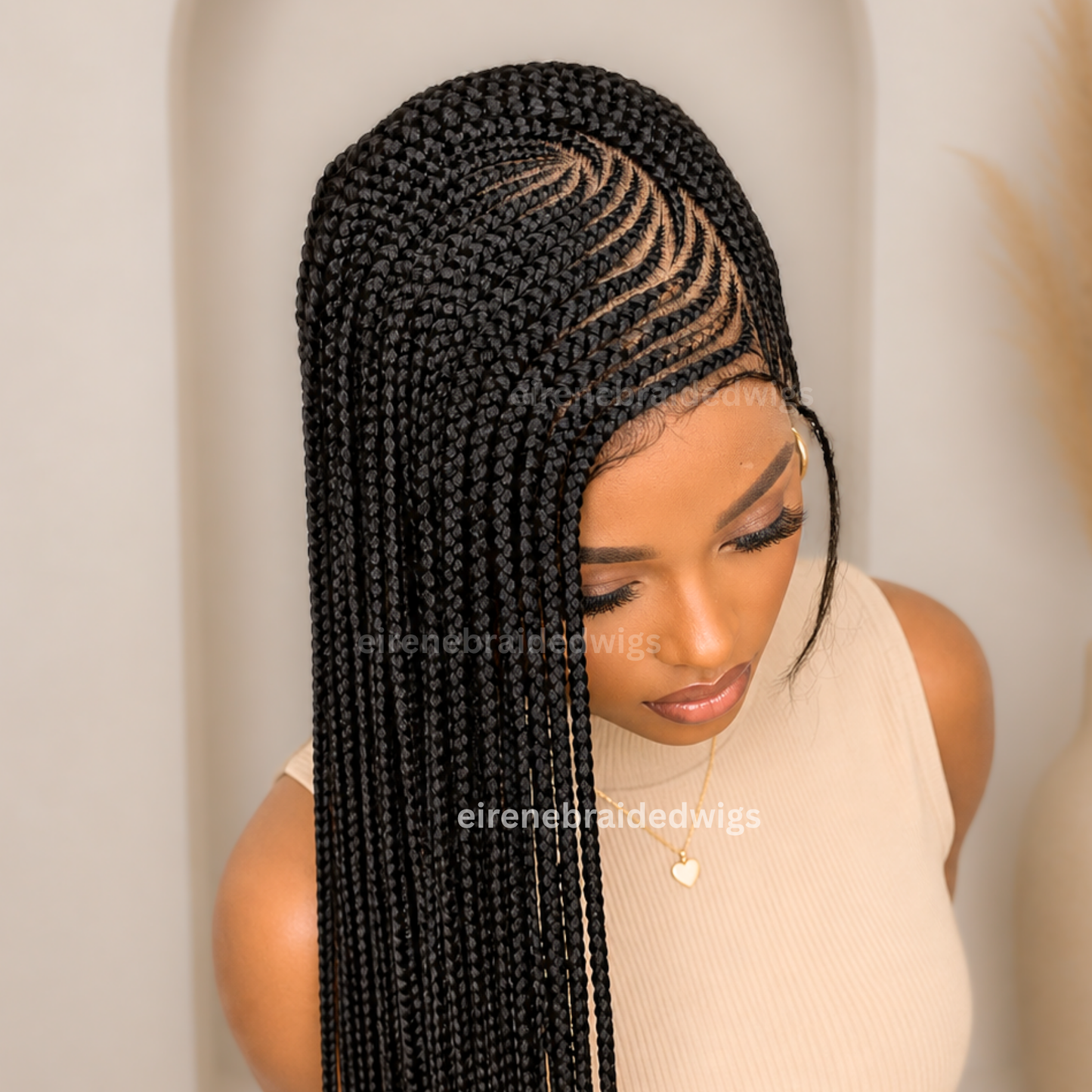 22inch Black Full Lace Lemonade Cornrow Human Hair Wig