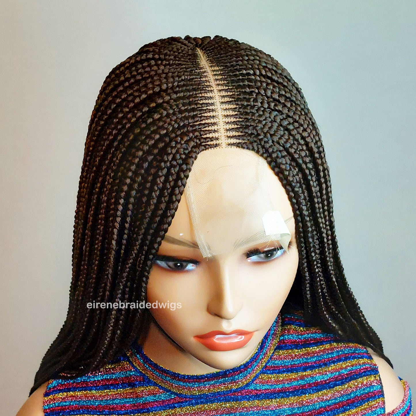 Braided Wigs for Black Women Brown Braided Wig – Fulani Cornrow Human Hair Blend Lace Front Wig – product image 10