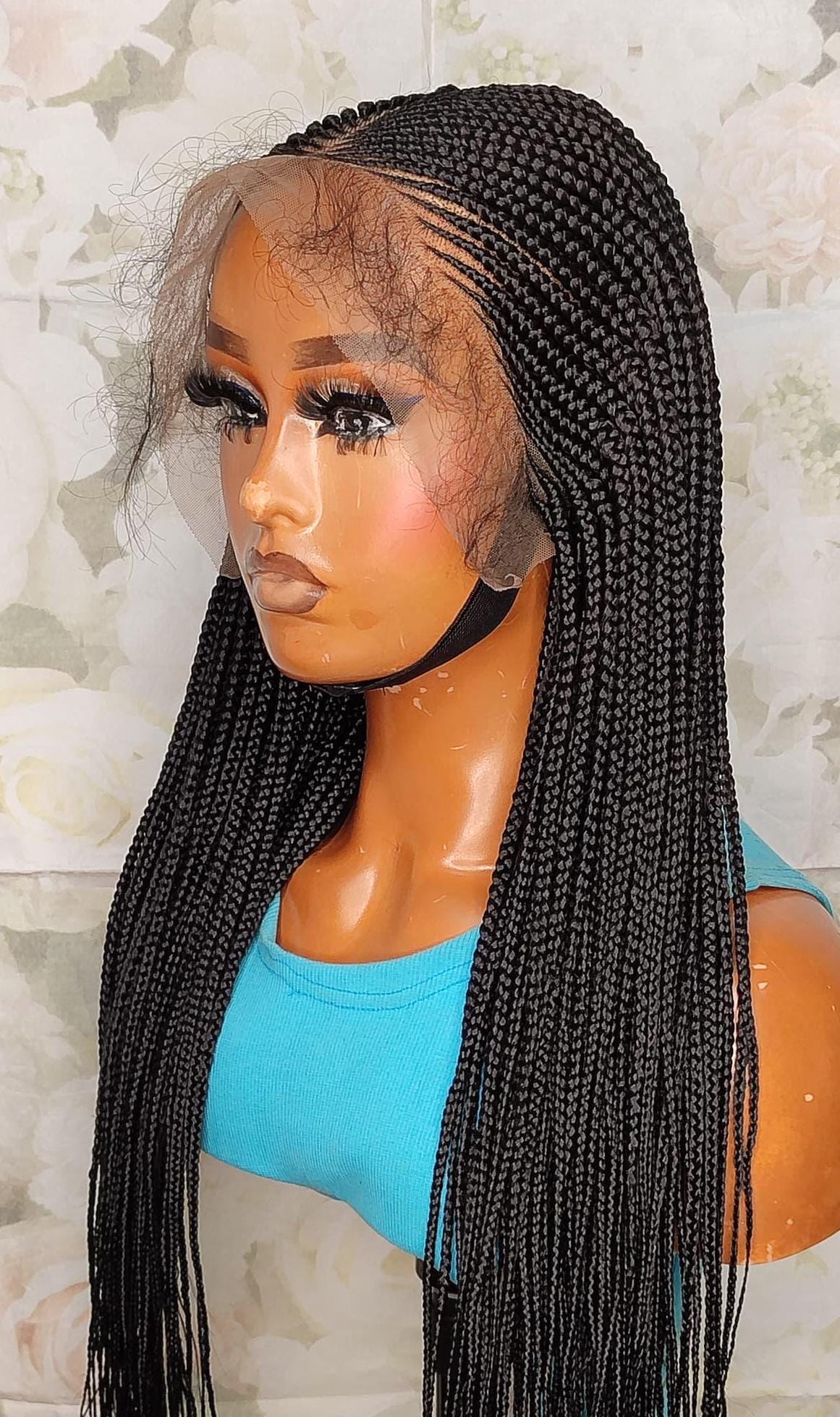 Braided Wigs for Black Women Braided Wig – Black Single Box Braid – C-Cut Lace Frontal – product image 5