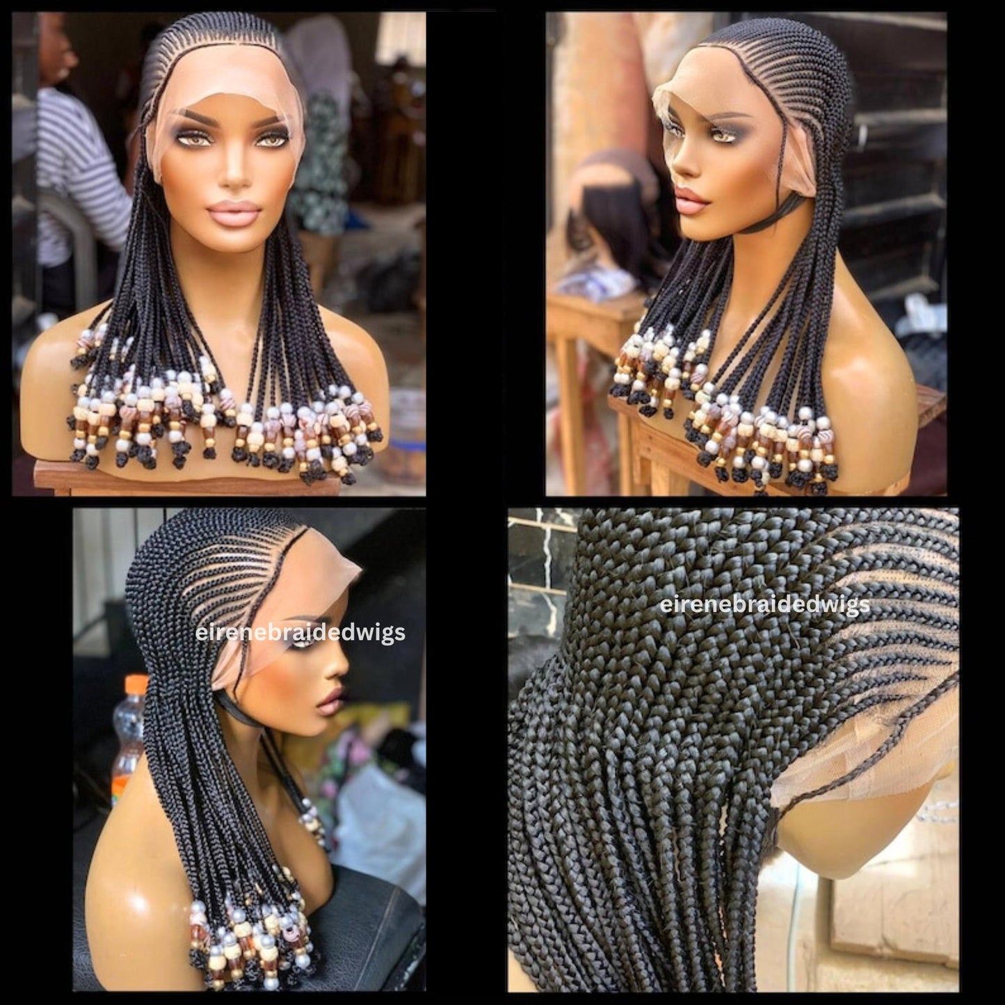 16in Lace Frontal African Conrow Braids Wig