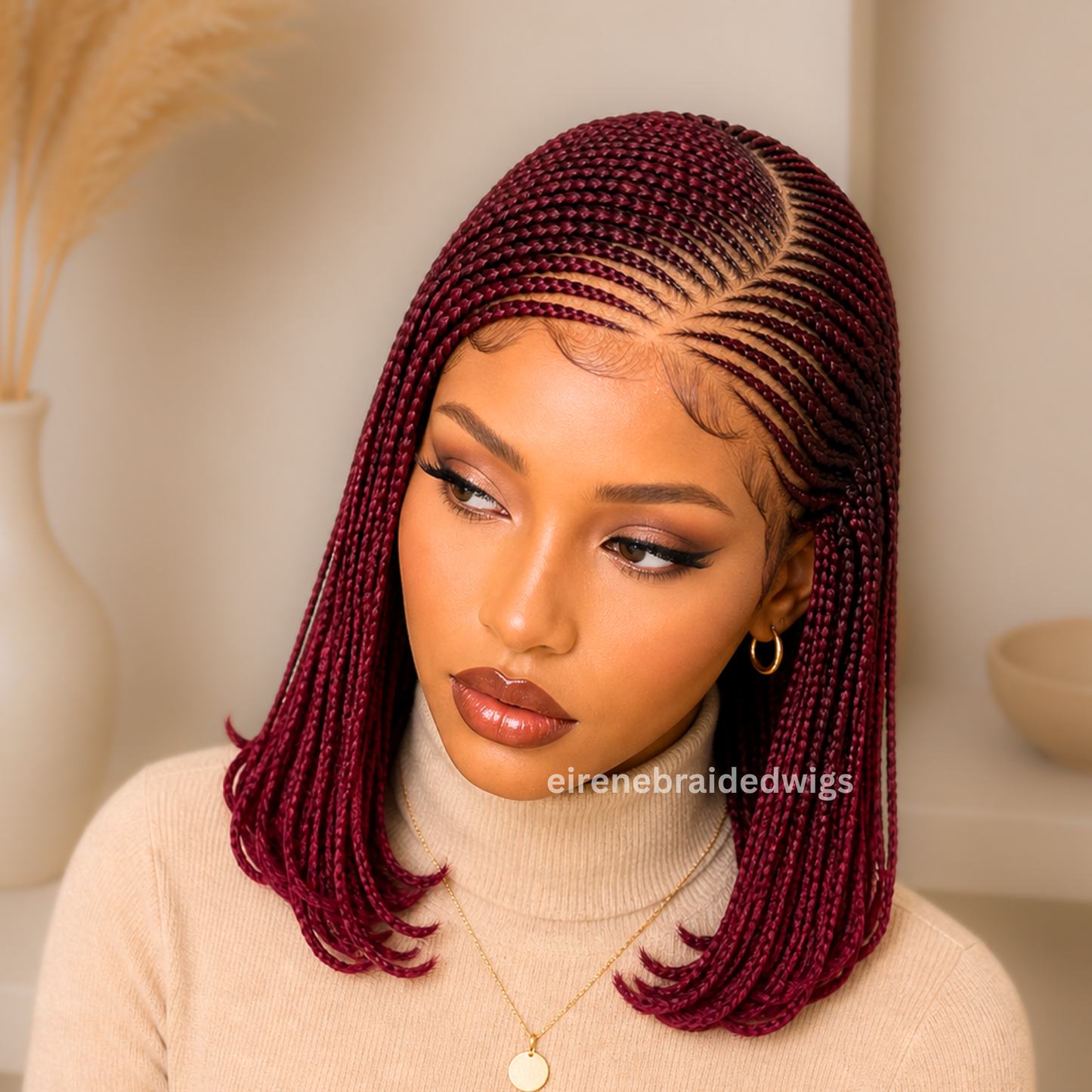 10inch Short bob curly light-weight side-part lace-front afro conrow hair