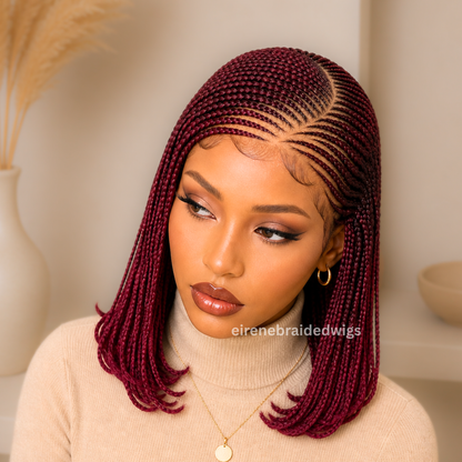 10inch Short bob curly light-weight side-part lace-front afro conrow hair