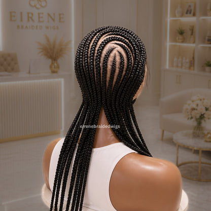 Full Lace Frontal Cornrow Braided Wig For Black Women, Ghana Weave with Beads