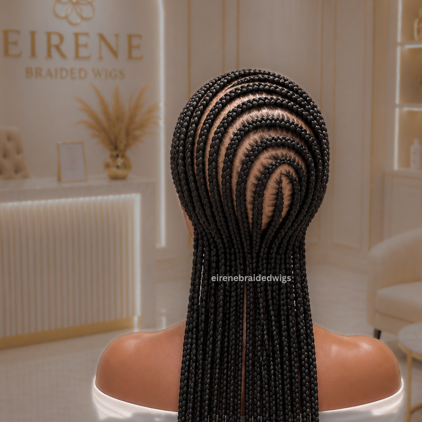 Full Lace Frontal Cornrow Braided Wig For Black Women, Ghana Weave with Beads