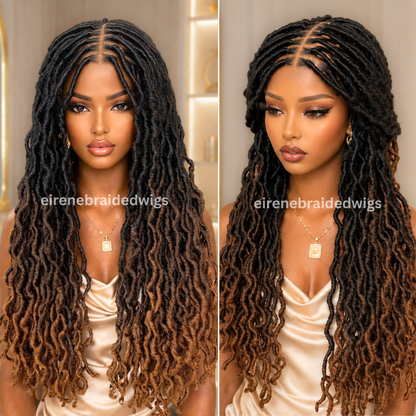 Faux Locs Dreadlocks Braids Wig For Black Women, Lace Closure Box Braid, Baby Hair, Long Single African Boho Goddess Locs Wig