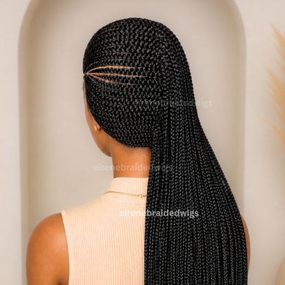 22inch Black Full Lace Lemonade Cornrow Human Hair Wig