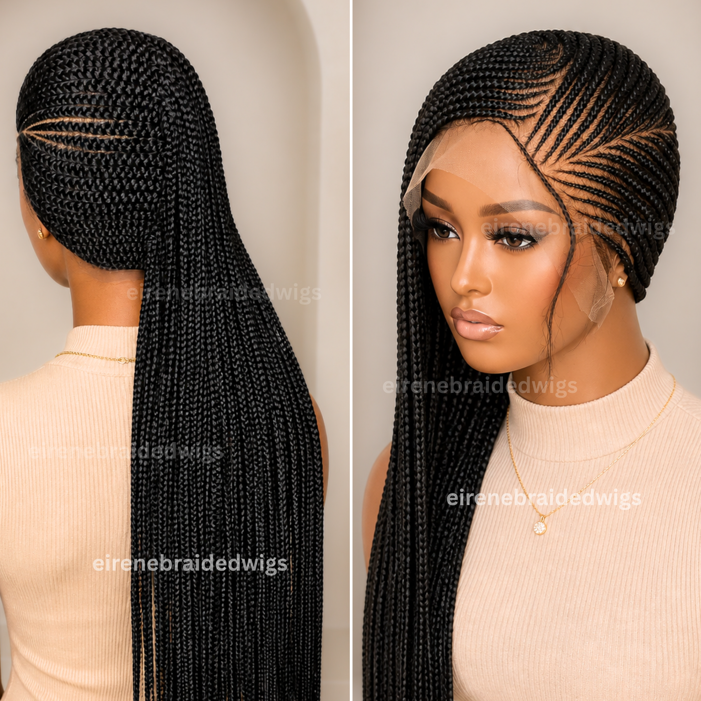 22inch Black Full Lace Lemonade Cornrow Human Hair Wig