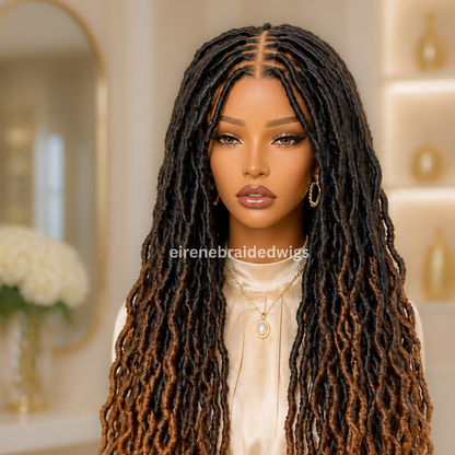 Faux Locs Dreadlocks Braids Wig For Black Women, Lace Closure Box Braid, Baby Hair, Long Single African Boho Goddess Locs Wig