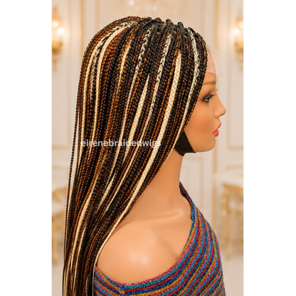 Brown Blonde Rainbow Knotless Single Box Braided Wig For Black Women