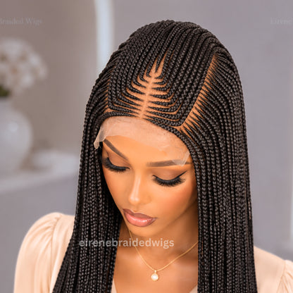 Braided Wigs For Black Women Long Black Cornrow Braided Wig: Lace Frontal, Baby Hair