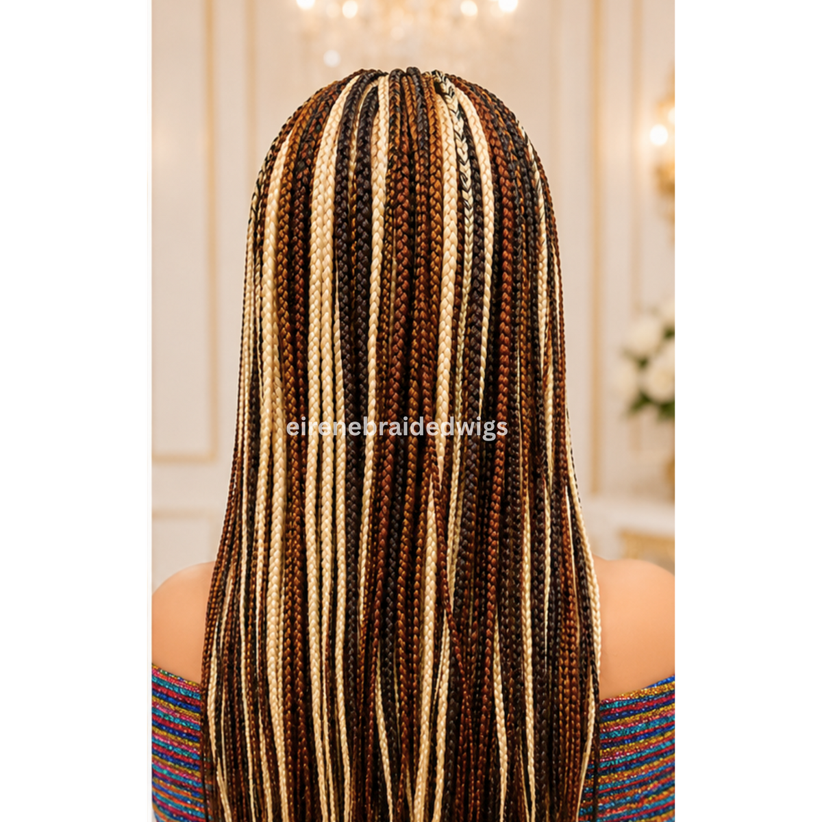 Brown Blonde Rainbow Knotless Single Box Braided Wig For Black Women