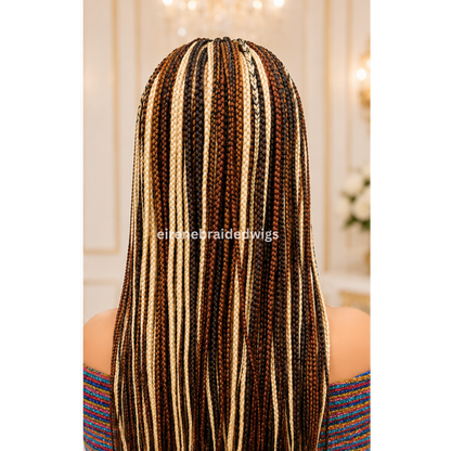 Brown Blonde Rainbow Knotless Single Box Braided Wig For Black Women