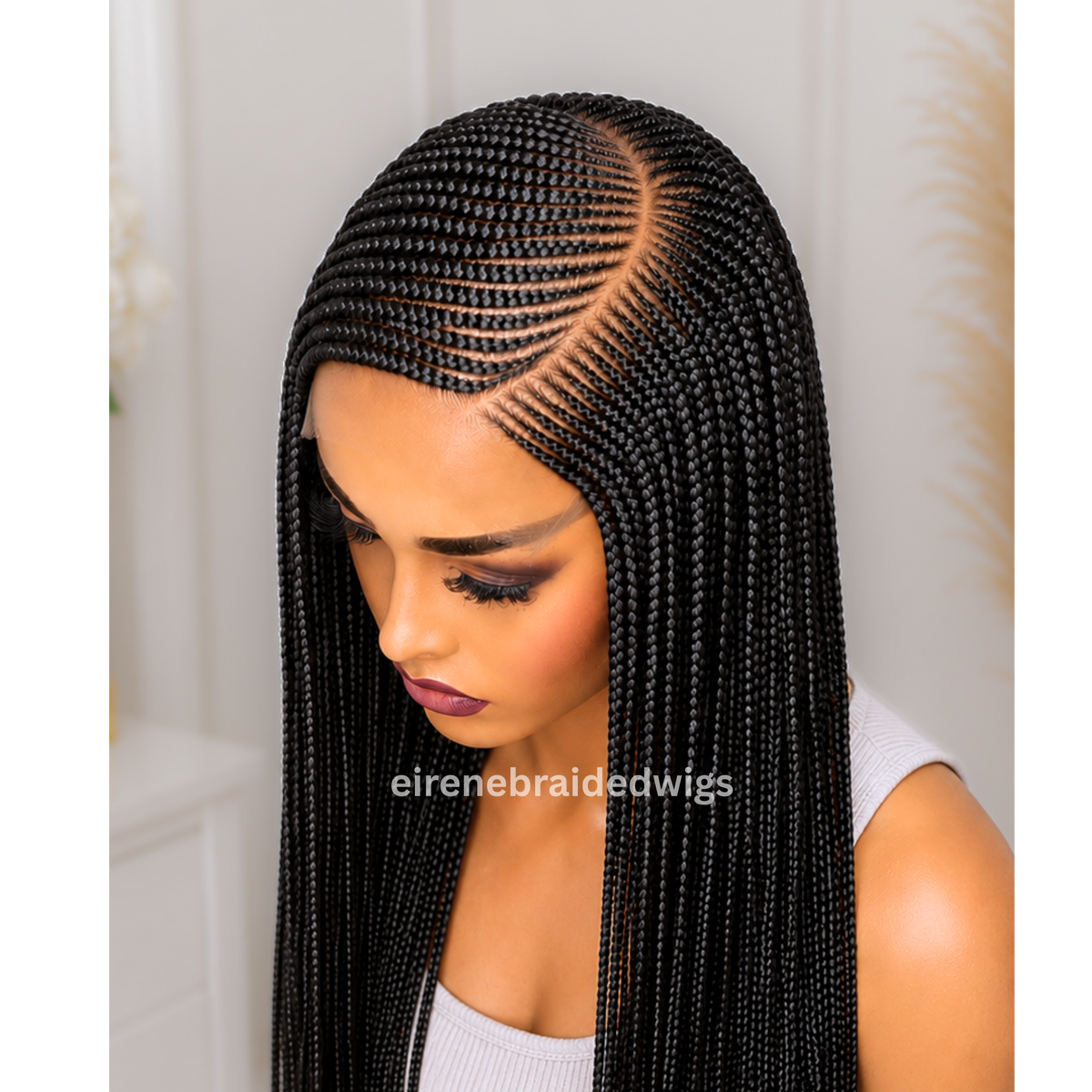 Braided Wigs For Black Women Fulani Braided Wig: Long Ghana Weave, 6x6 Lace Closure