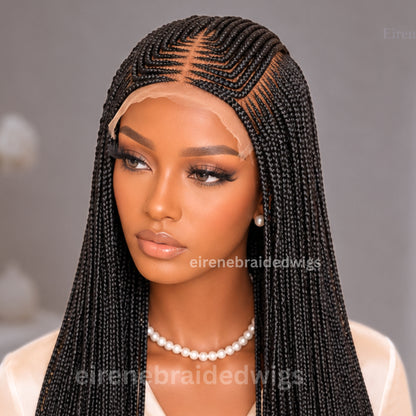 Braided Wigs For Black Women Long Black Cornrow Braided Wig: Lace Frontal, Baby Hair
