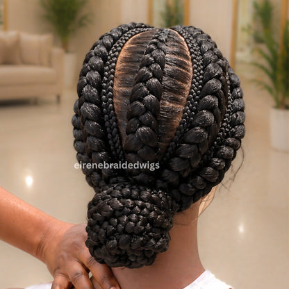 Conrow Braided Wigs For Black Women, Full Lace All Back Lightweight Cornrow Human Hair Wig