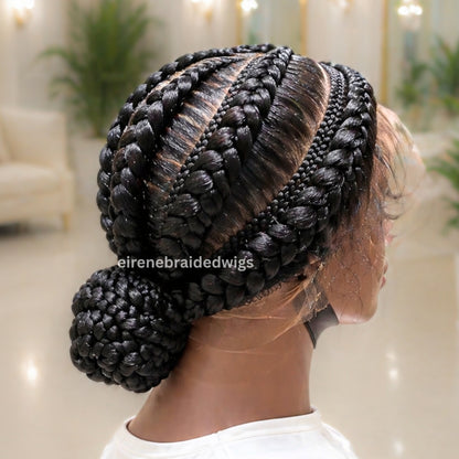 Conrow Braided Wigs For Black Women, Full Lace All Back Lightweight Cornrow Human Hair Wig