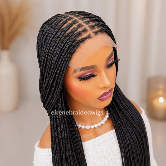 22inch Frontal Lace Black Knotless Box Braids