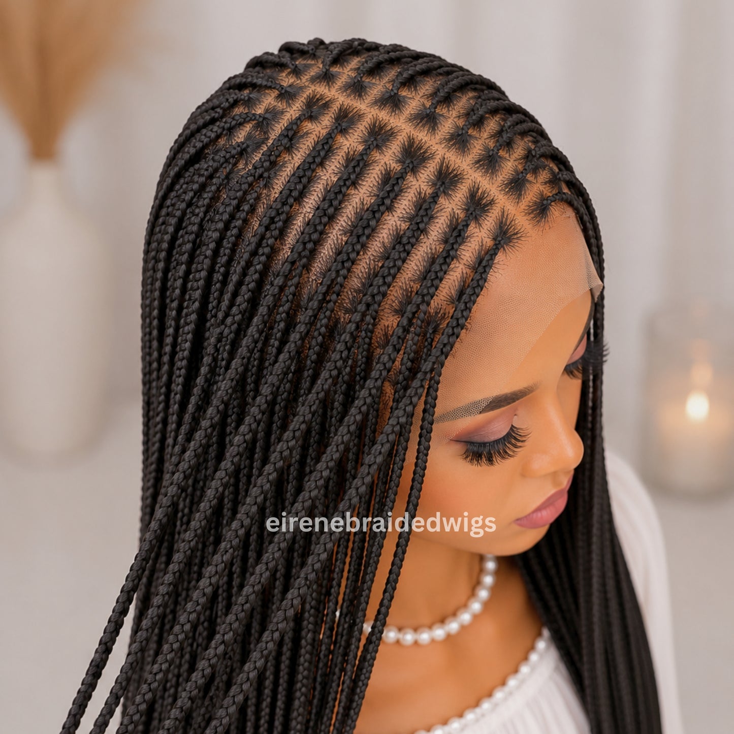 18inch Frontal Lace Black Knotless Box Braids