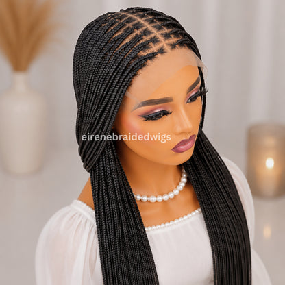 18inch Frontal Lace Black Knotless Box Braids