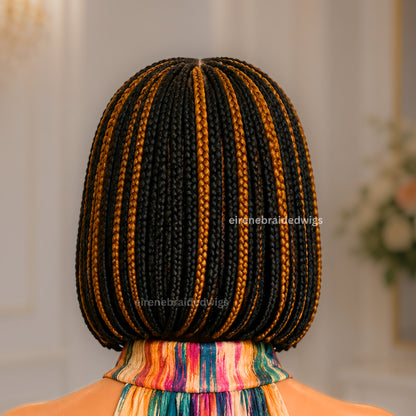 Black Gold Short Bob Single Box Braids Wig