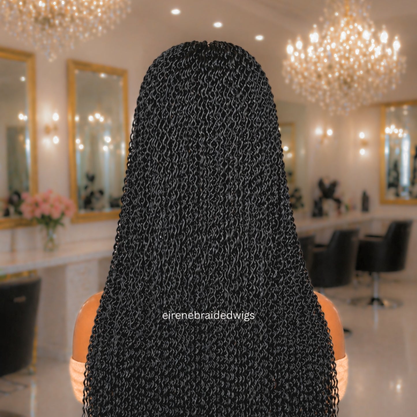 Braided Wigs For Black Women Braided Wig, Brown Crinky Twist Million Braids, Lace Closure