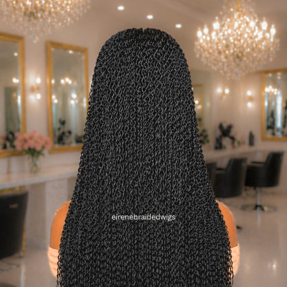 Braided Wigs For Black Women Braided Wig, Brown Crinky Twist Million Braids, Lace Closure