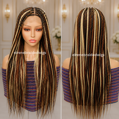 Brown Blonde Rainbow Knotless Single Box Braided Wig For Black Women