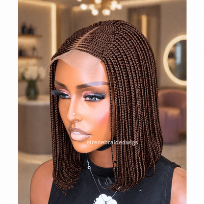 Curly Black Fulani Cornrow Braided Bob Wig