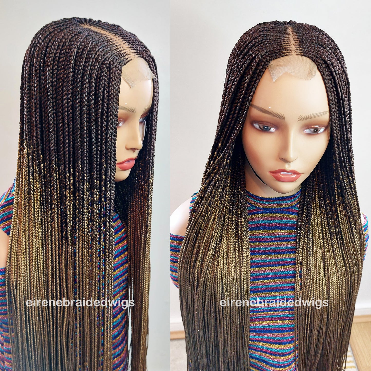 Brown & Gold 35inches Fulani Conrow Braided Wig