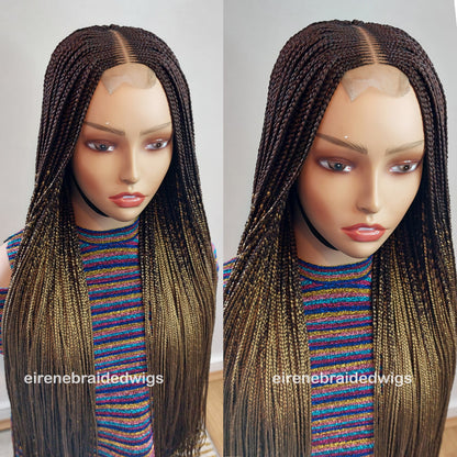 Brown & Gold 35inches Fulani Conrow Braided Wig