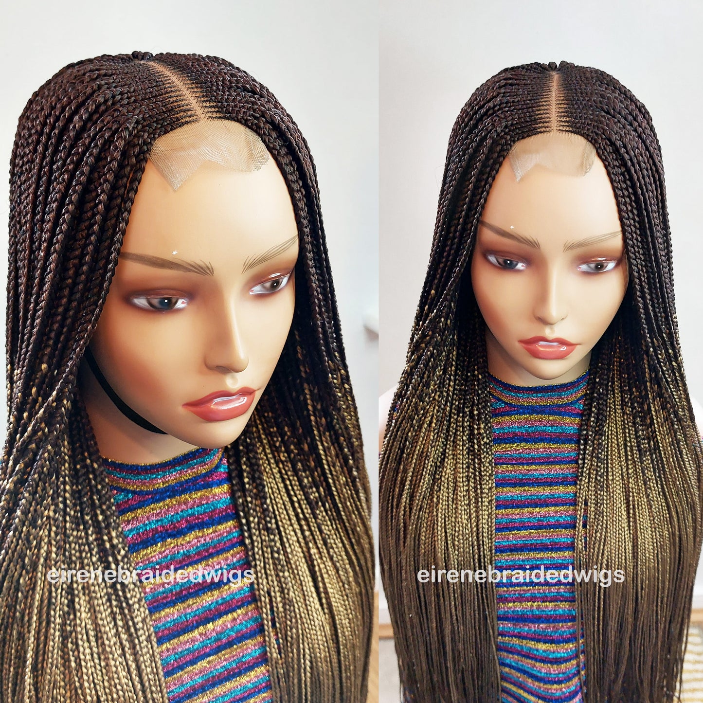 Brown & Gold 35inches Fulani Conrow Braided Wig