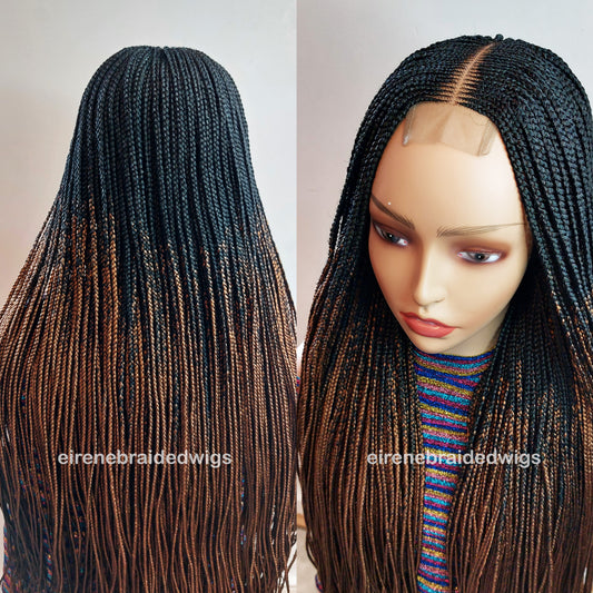 Black & Honey Brown 35inches Fulani Conrow Braided Wig