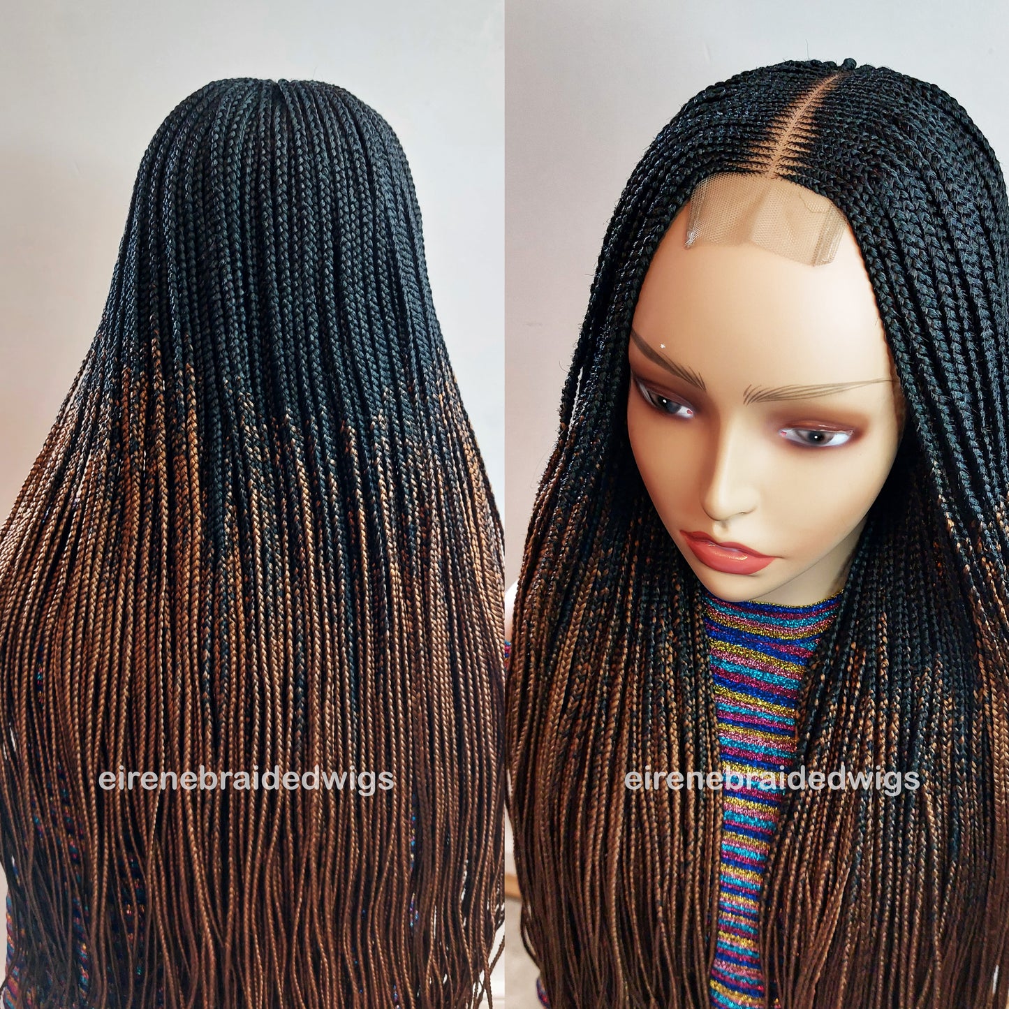 Brown & Gold 35inches Fulani Conrow Braided Wig