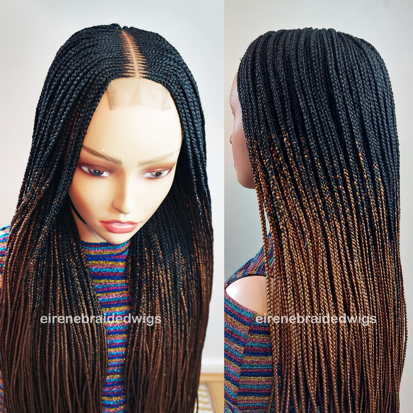 Black & Honey Brown 35inches Fulani Conrow Braided Wig