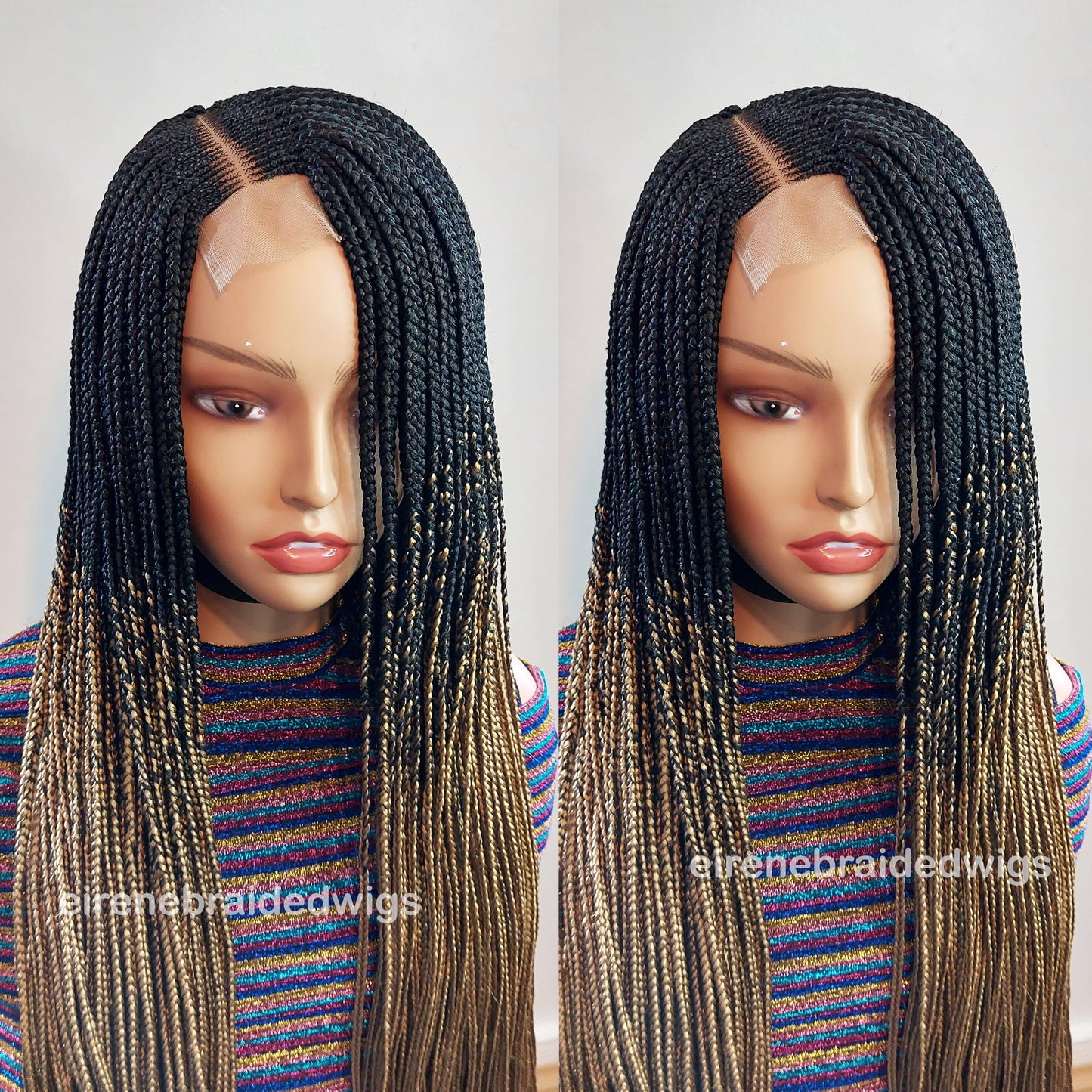 Brown & Gold 35inches Fulani Conrow Braided Wig