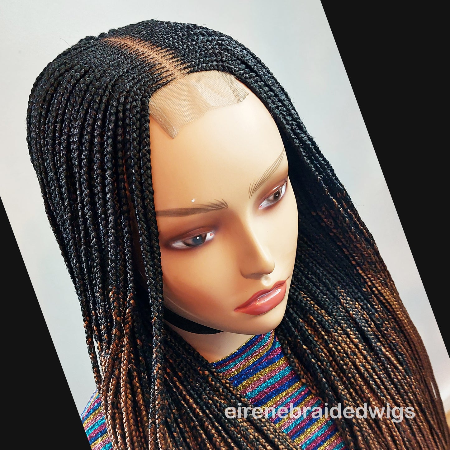 Black & Honey Brown 35inches Fulani Conrow Braided Wig