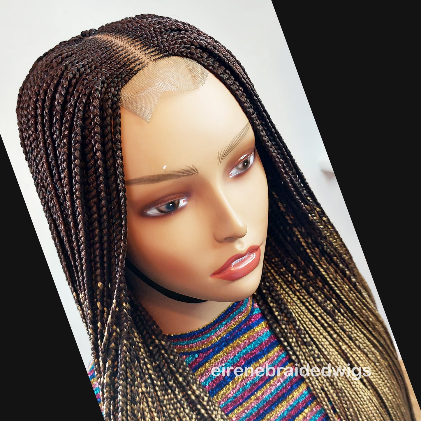 Black & Honey Brown 35inches Fulani Conrow Braided Wig