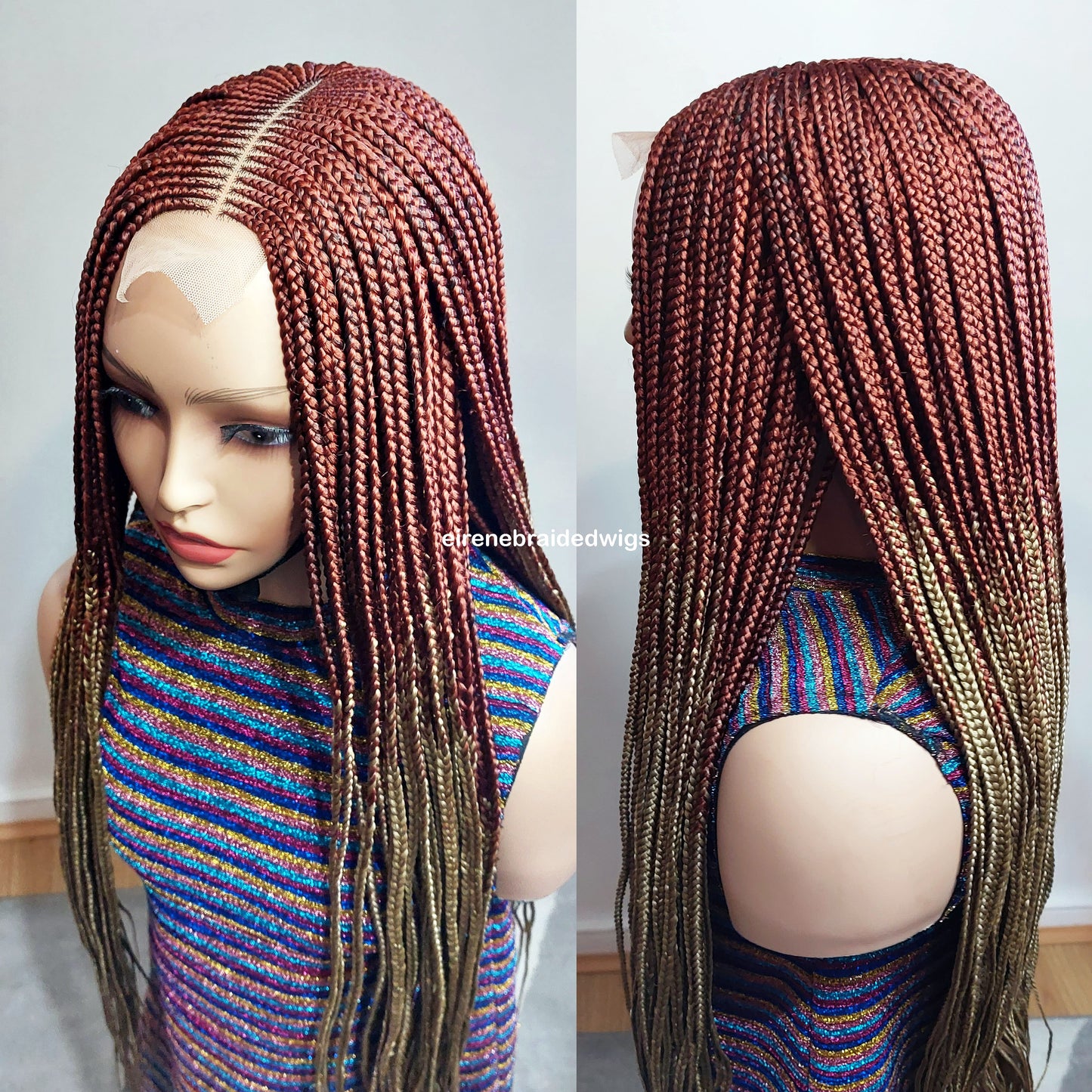 Red Gold 35inches Fulani Conrow Braided Wig