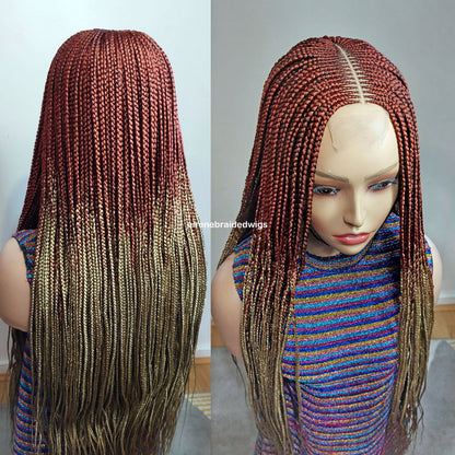 Red Gold 35inches Fulani Conrow Braided Wig