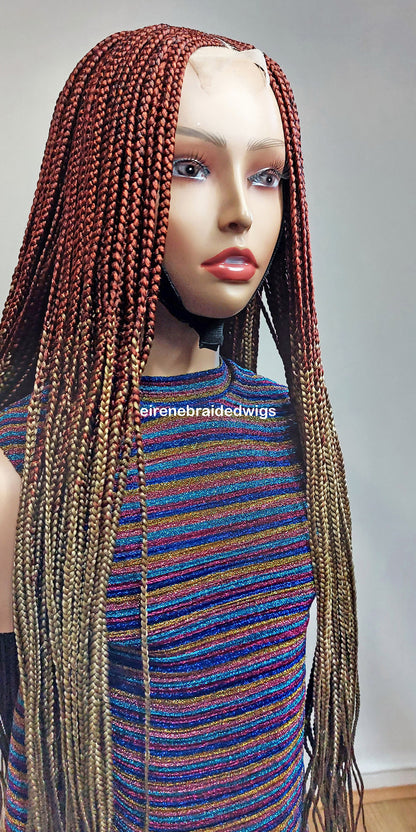 Red Gold 35inches Fulani Conrow Braided Wig