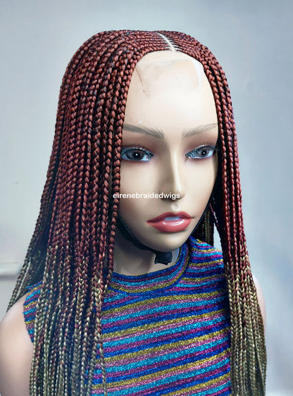 Red Gold 35inches Fulani Conrow Braided Wig