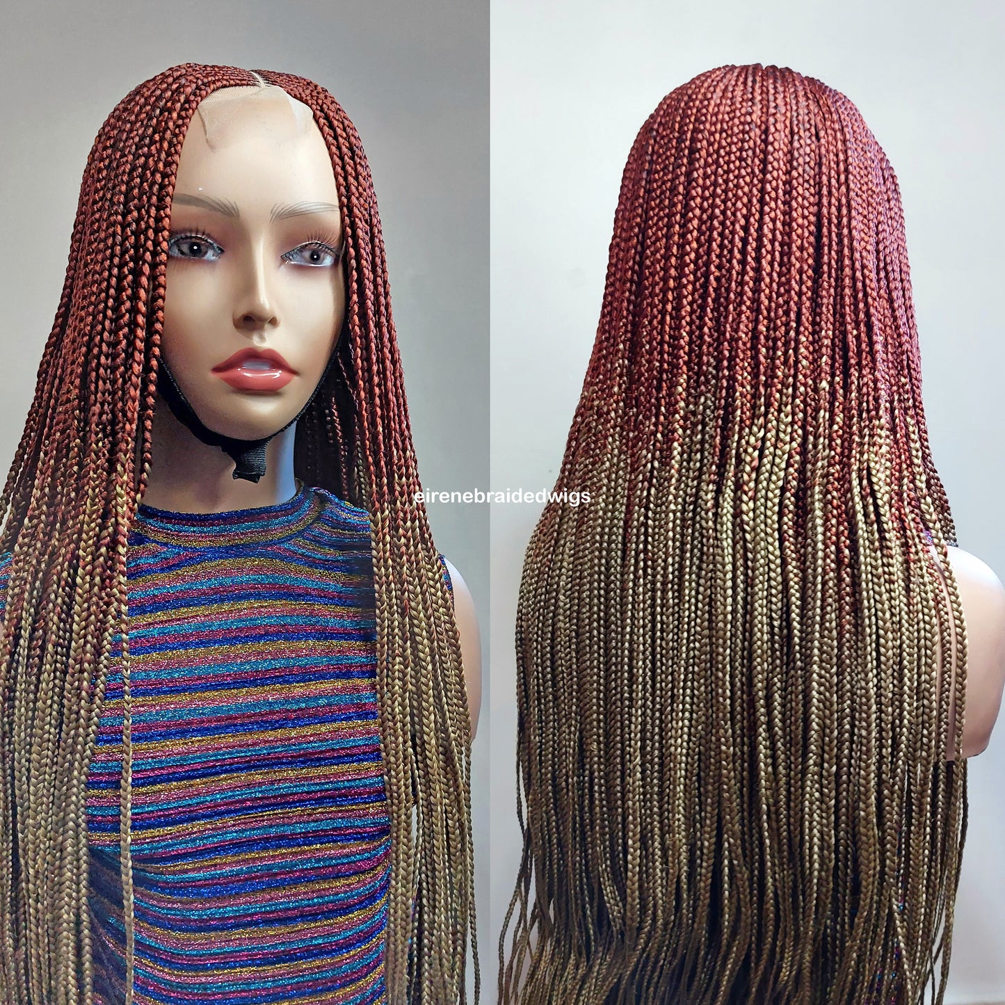 Red Gold 35inches Fulani Conrow Braided Wig