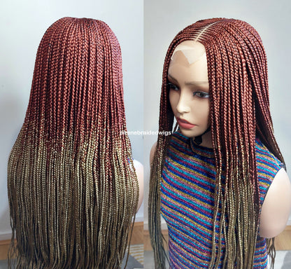 Red Gold 35inches Fulani Conrow Braided Wig