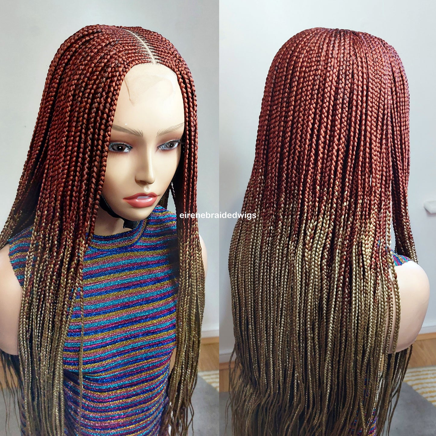 Red Gold 35inches Fulani Conrow Braided Wig