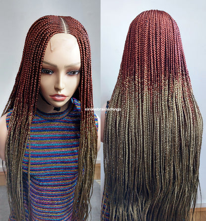 Red Gold 35inches Fulani Conrow Braided Wig