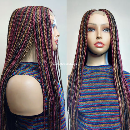 Rainbow Fulani Conrow Braids Wig