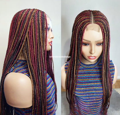 Rainbow Fulani Conrow Braids Wig