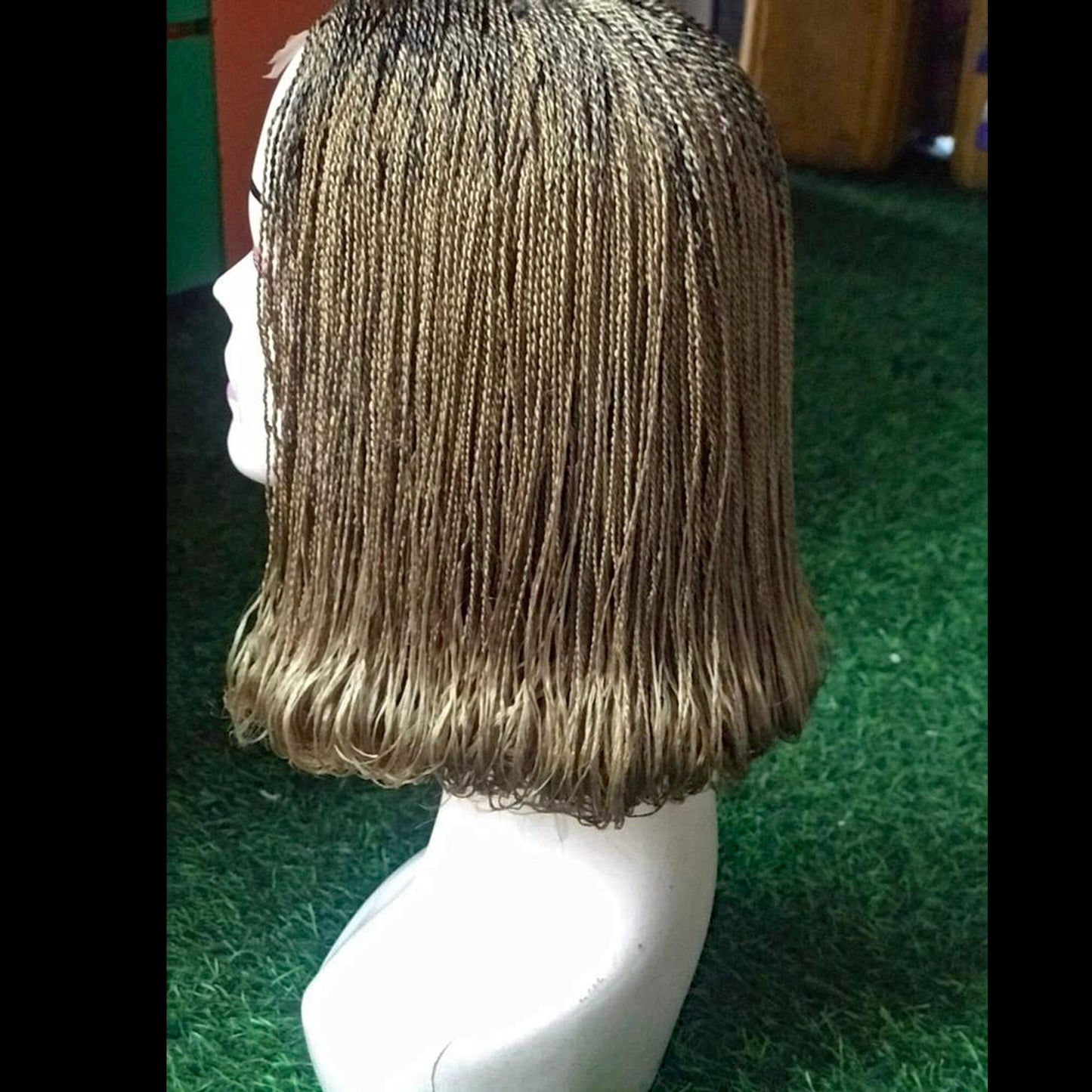 Braided Wigs for Black Women Micro Twist Braided Wig – Short Bob – Gold Locs – Lace Front – product image 4