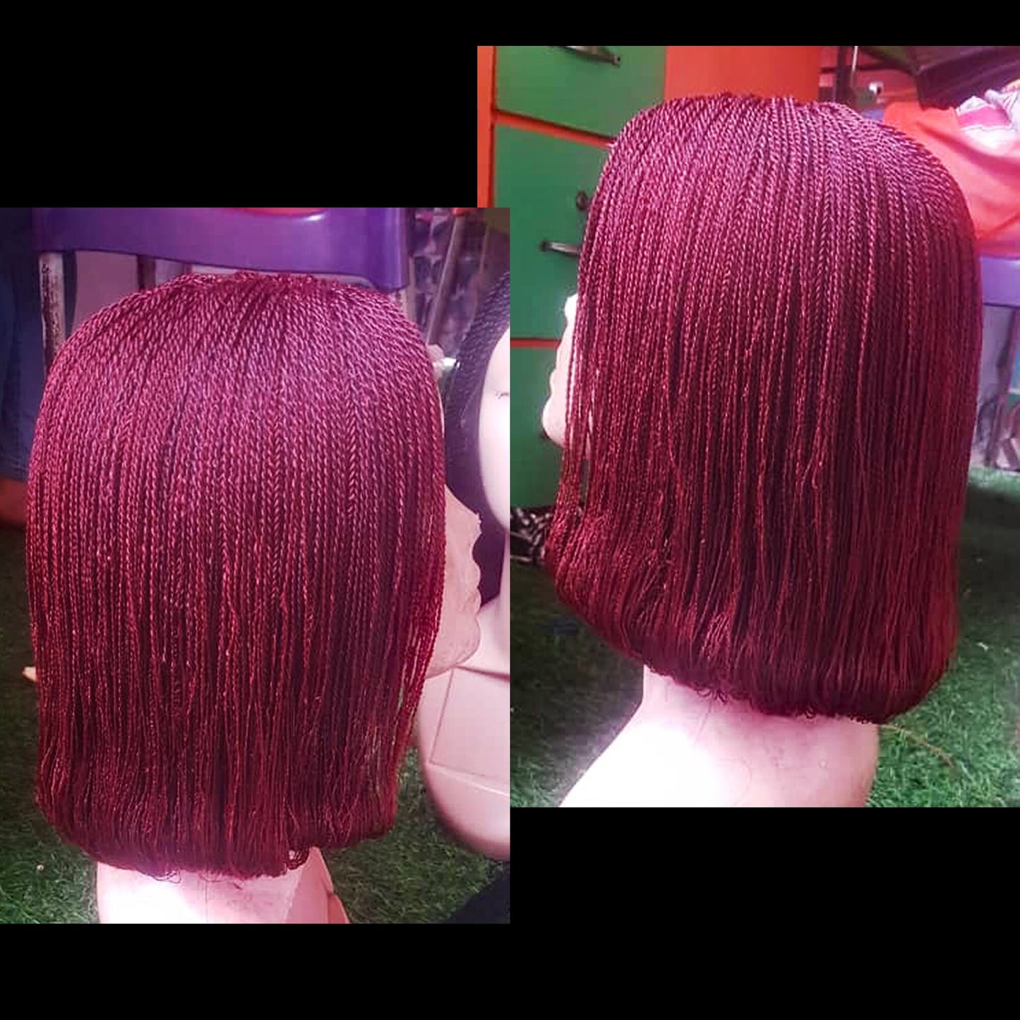 Braided Wigs for Black Women Micro Twist Braided Wig – Short Bob – Gold Locs – Lace Front – product image 3