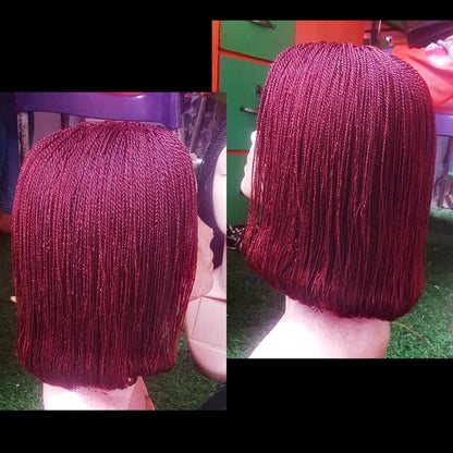 Braided Wigs for Black Women Micro Twist Braided Wig – Short Bob – Gold Locs – Lace Front – product image 3